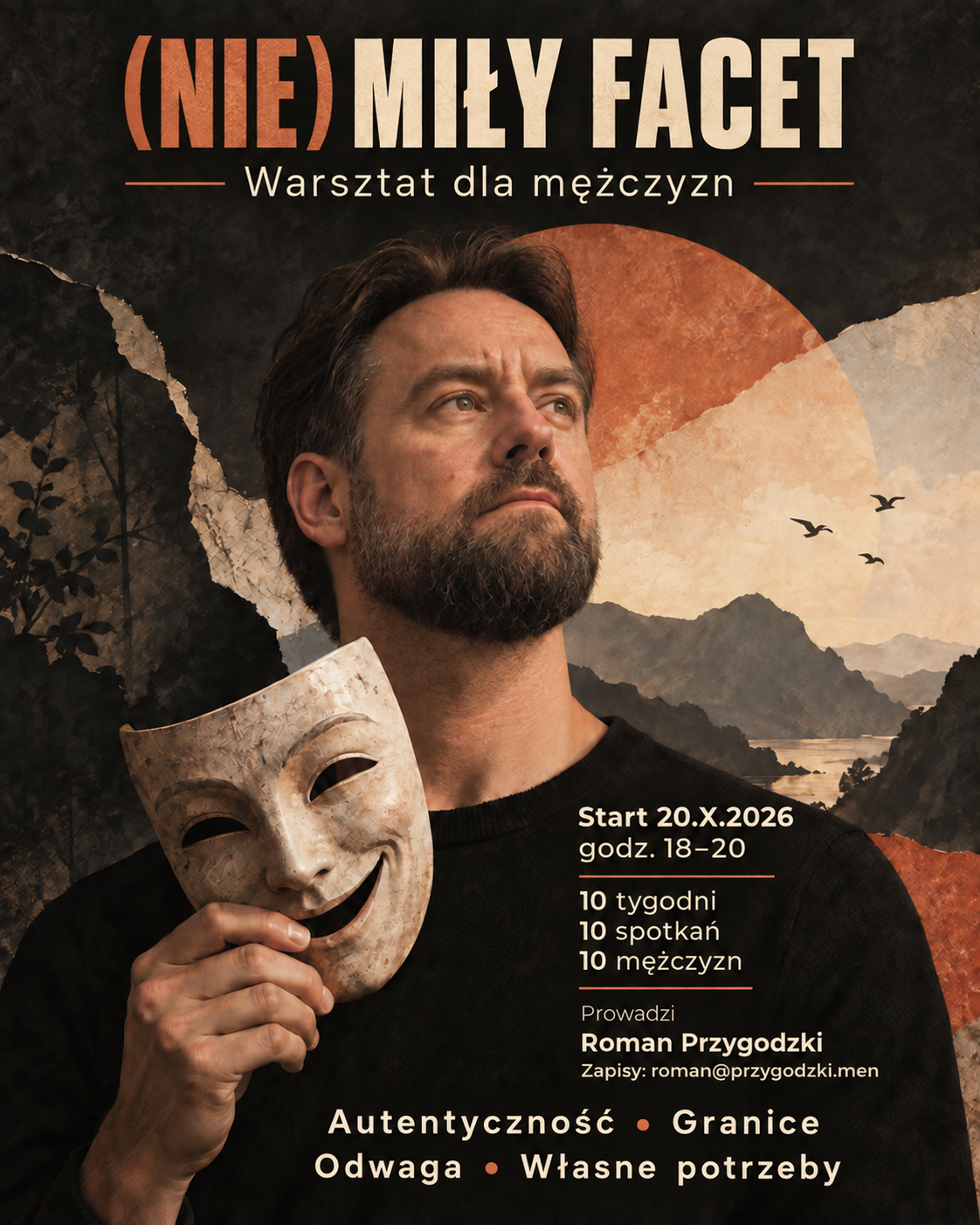 Plakat warsztatu (NIE) MIŁY FACET z Romanem Przygodzkim